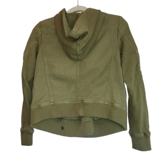 We The Free Army/Olive Green Carmen Moto Jacket With Hood Size S Sweatshirt Feel - Picture 3 of 16